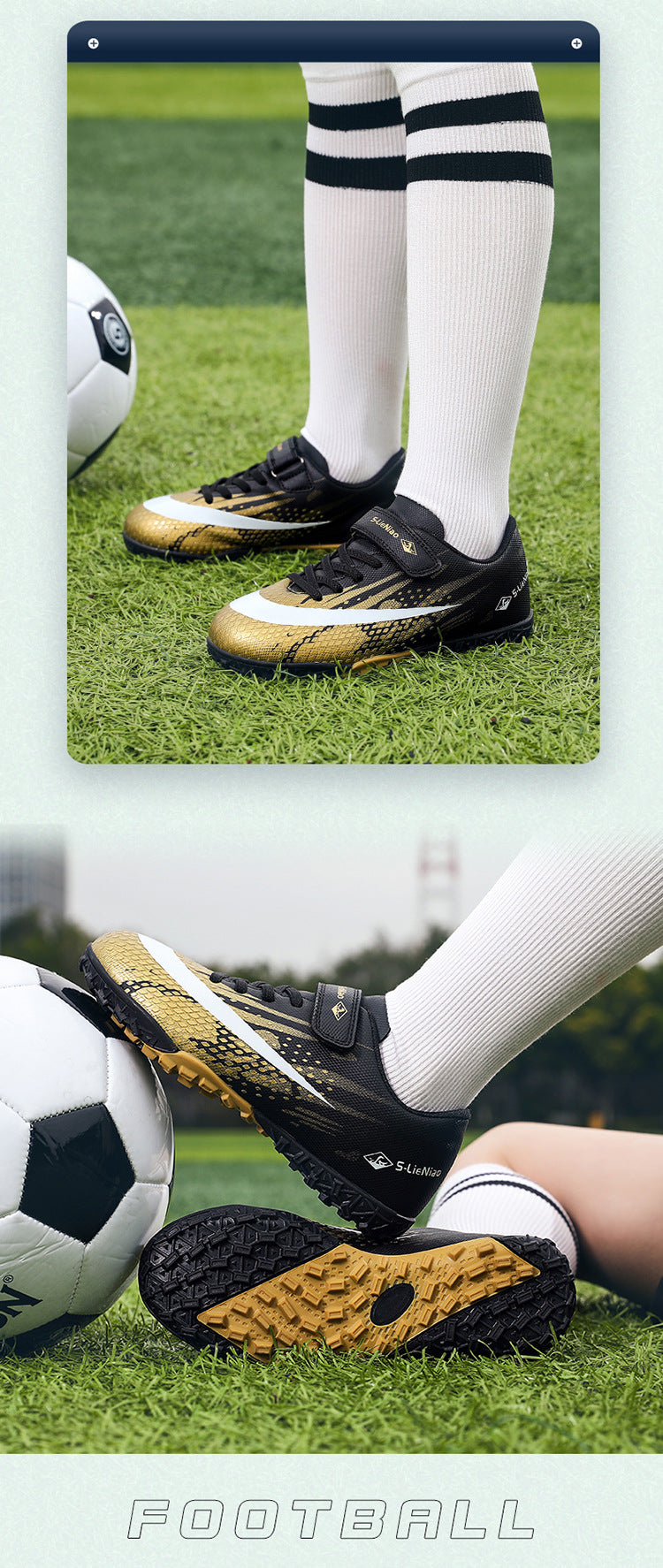 Kids' Soccer Shoes with Velcro - Training Cleats