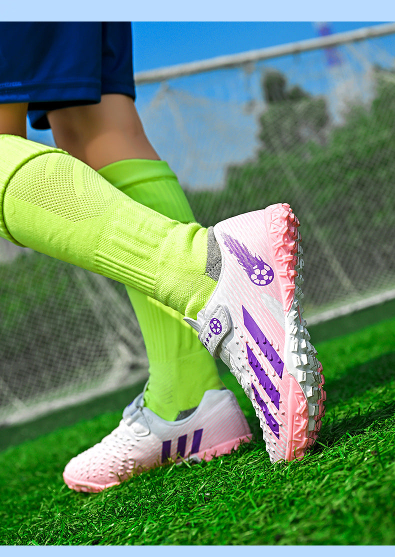 Kids' Soccer Shoes with Magic Sticker - Grass Training