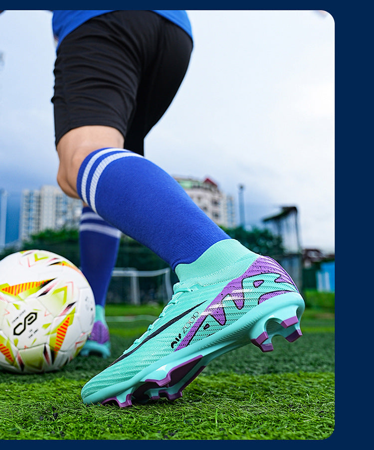 Youth Soccer Shoes with Green Shade - Turf Training Cleats