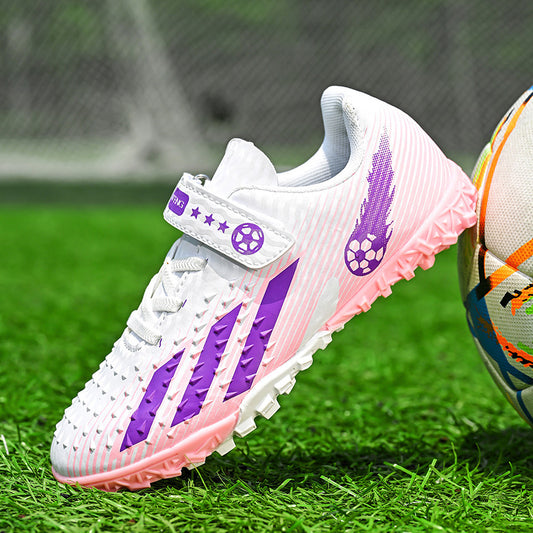 Kids' Soccer Shoes with Magic Sticker - Grass Training