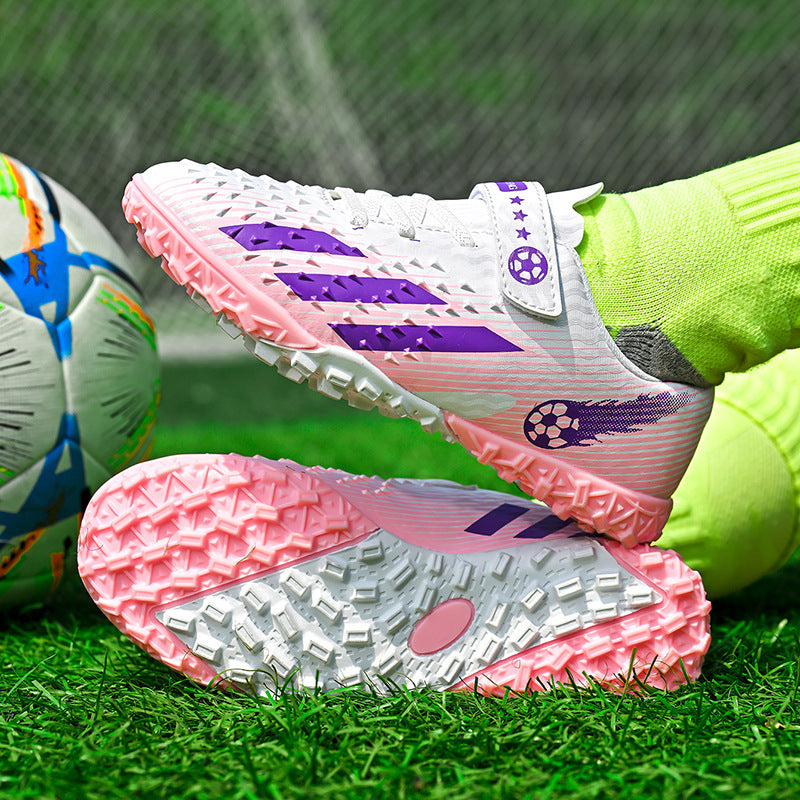 Kids' Soccer Shoes with Magic Sticker - Grass Training