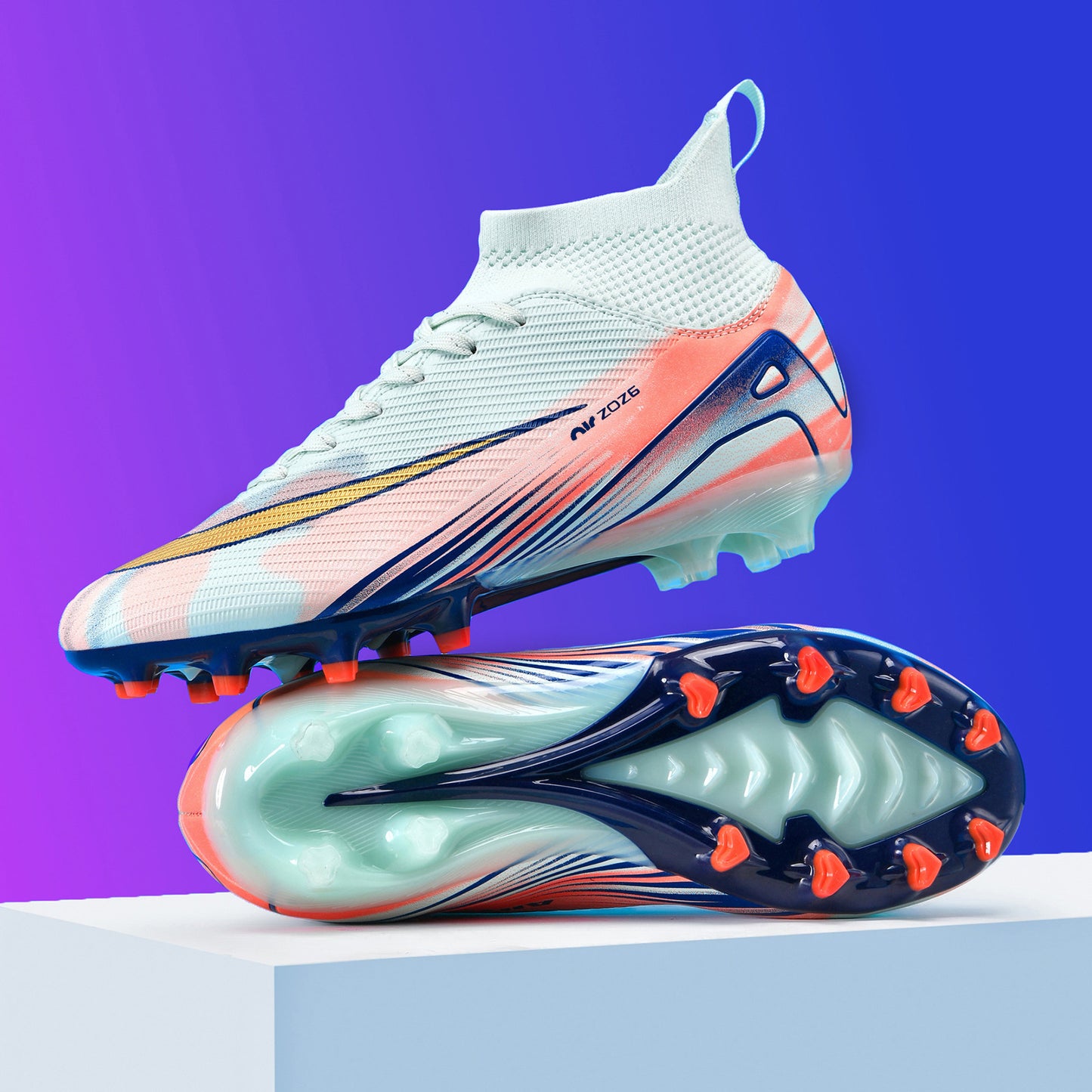 Youth High-Top Soccer Shoes - Turf Training Cleats