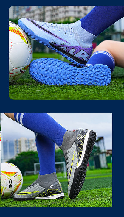 Youth Soccer Shoes with Green Shade - Turf Training Cleats