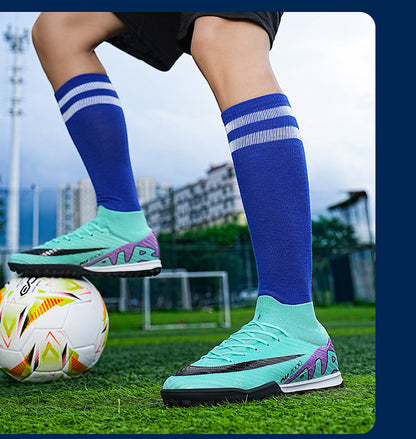 Youth Soccer Shoes with Green Shade - Turf Training Cleats