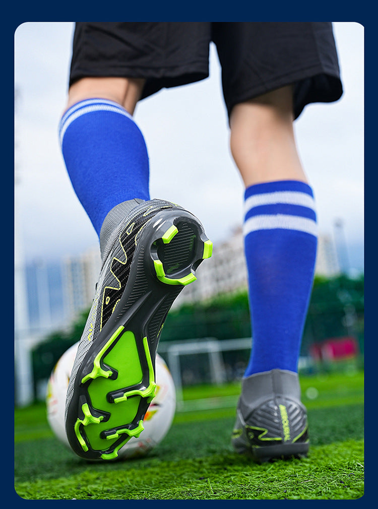Youth Soccer Shoes with Green Shade - Turf Training Cleats