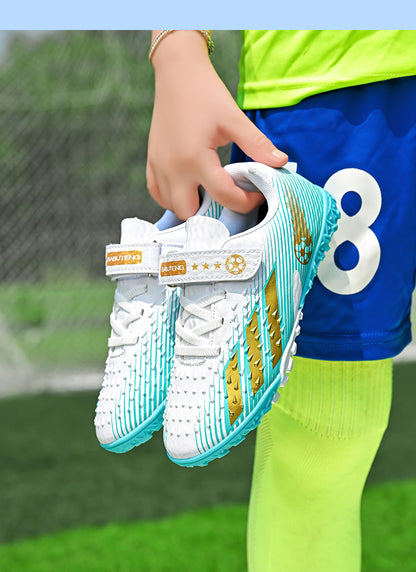 Kids' Soccer Shoes with Magic Sticker - Grass Training