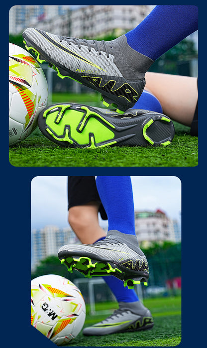 Youth Soccer Shoes with Green Shade - Turf Training Cleats