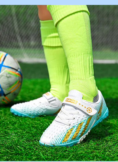 Kids' Soccer Shoes with Magic Sticker - Grass Training