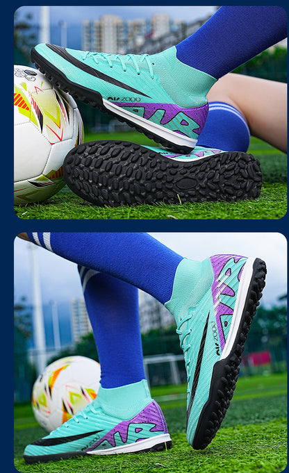 Youth Soccer Shoes with Green Shade - Turf Training Cleats