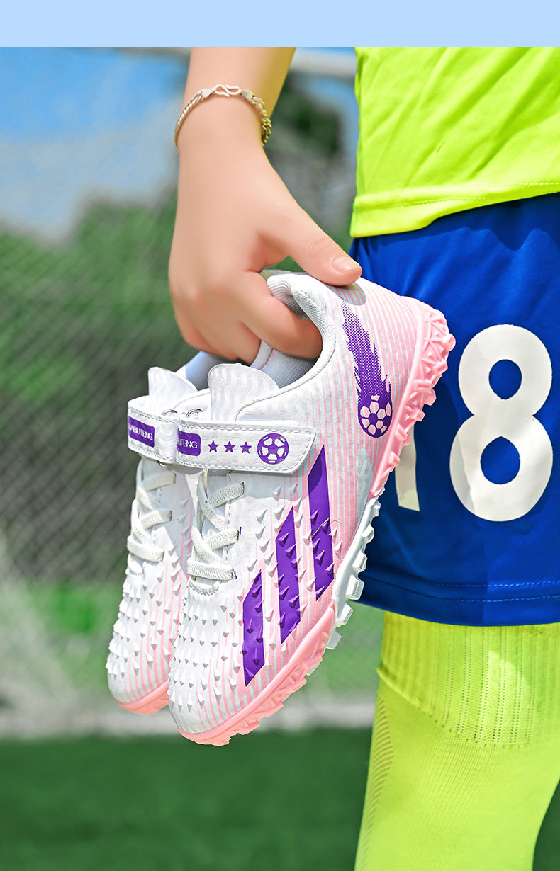 Kids' Soccer Shoes with Magic Sticker - Grass Training