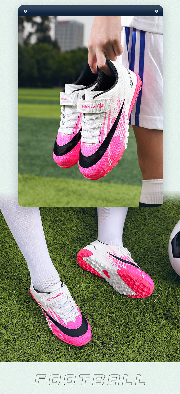 Kids' Soccer Shoes with Velcro - Training Cleats