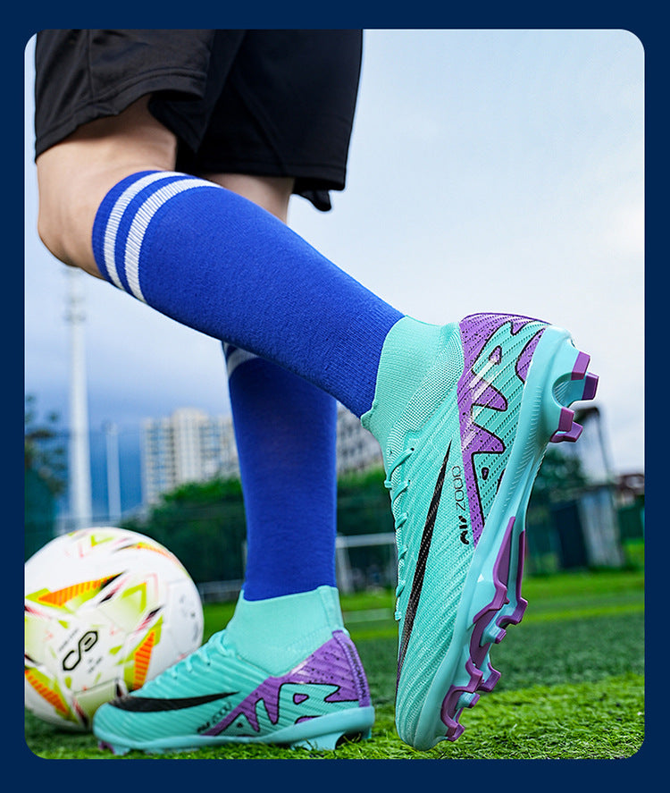 Youth Soccer Shoes with Green Shade - Turf Training Cleats